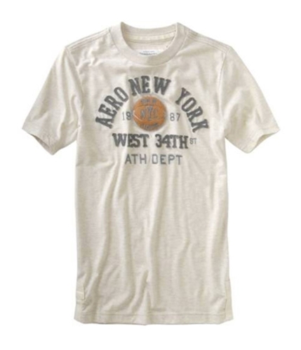 Aeropostale Mens Basketball West 34th Graphic T-Shirt oatmealwhite M