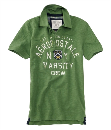 Aeropostale Mens Ny Varsity Crew Rugby Polo Shirt sprucegreen S