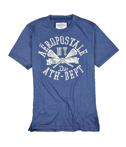 Aeropostale Mens Embroidered Lacrosse Graphic T-Shirt bluedu S