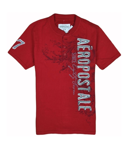 Aeropostale Mens Embroidered Henley Shirt redpepper S
