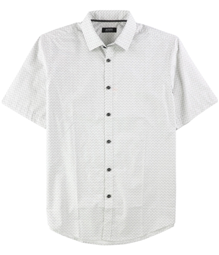Alfani Mens Patterned SS Button Up Shirt brightwhite S