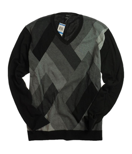 Alfani Mens Ls Neo Argyle Vee Knit Sweater blackbasic XL