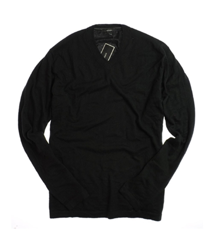 Alfani Mens Ls Fully Fashion Vee Knit Sweater blackbasic L