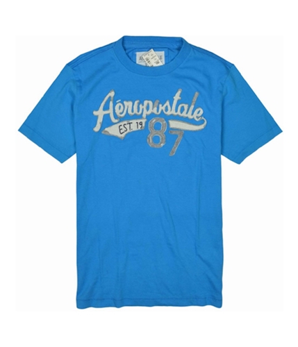 Aeropostale Mens Est. 1987 Graphic T-Shirt mediumblue XS