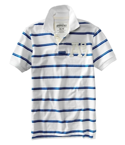 Aeropostale Mens Stripe A87 Rugby Polo Shirt bleachwhite XS