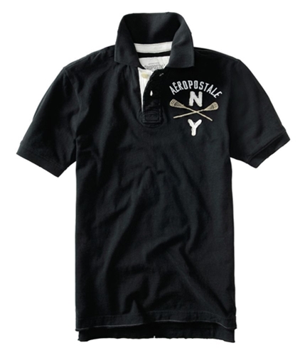 Aeropostale Mens Ny A87 Athletic Department Rugby Polo Shirt black XS