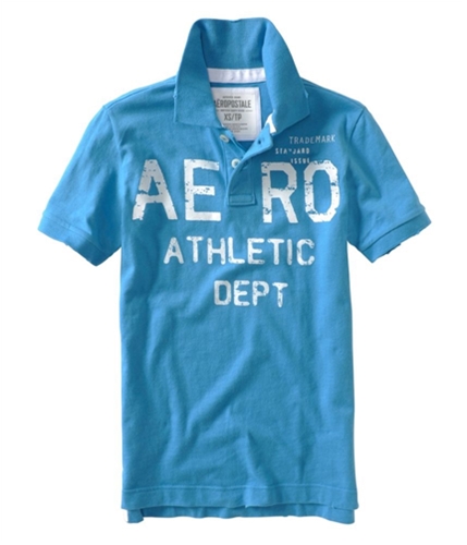 Aeropostale Mens Aero Athletic Dept Rugby Polo Shirt bluesu XS