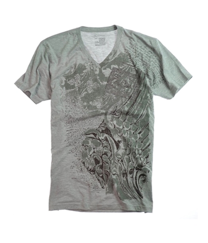 I-N-C Mens Stone Lion V Neck Graphic T-Shirt grey M
