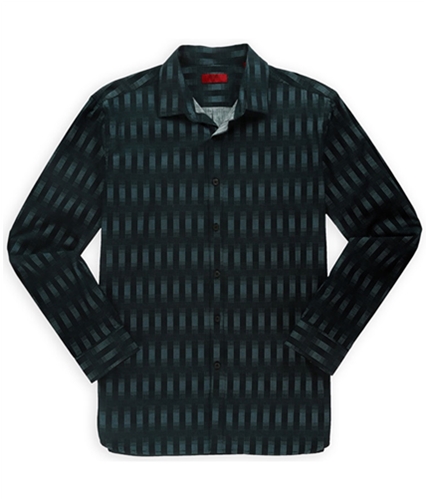 Alfani Mens Vertical Pixel Button Up Shirt oilcanblue S