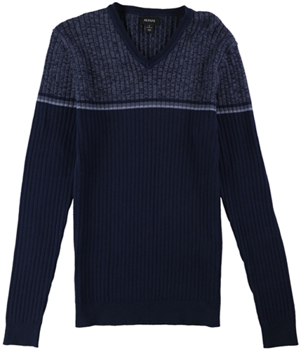 Alfani Mens Textured Stripe Pullover Sweater neonavy S