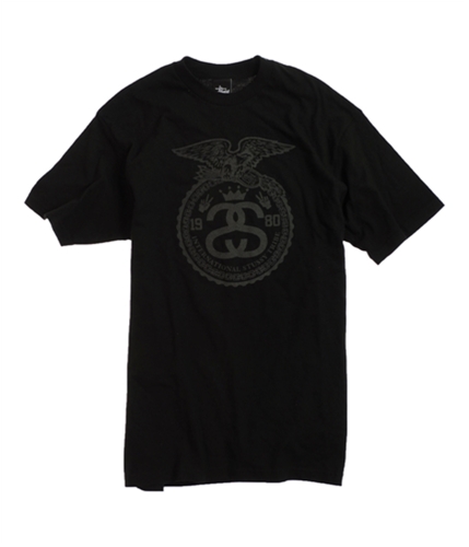 Stussy Mens Ss Eagle Seal Crew Neck Graphic T-Shirt blac M