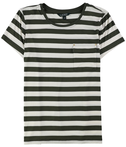Ralph Lauren Womens Striped Jersey Pocket Basic T-Shirt greenmu M