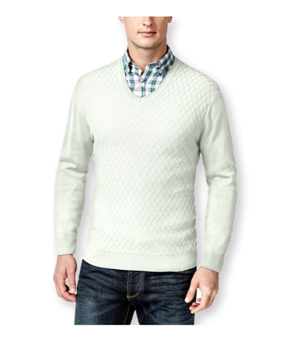 Club Room Mens Diamond Knit V-Neck Pullover Sweater shell S