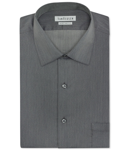 Van Heusen Mens Herringbone Solid Button Up Dress Shirt blackpepper 17.5