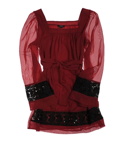XOXO Womens Removable Belt Shirt Dress red S