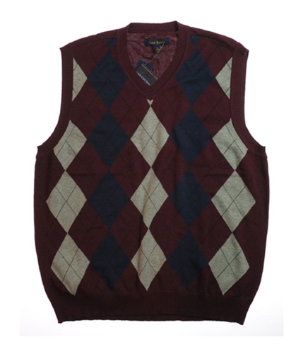 Club Room Mens Allvr Argyl Cttn Vst Sweater Vest redplum L