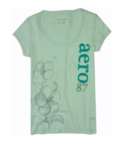 Aeropostale Womens Floral Print Beaded Graphic T-Shirt whitebleach L