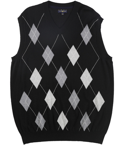 Club Room Mens Merino Wool Argyle Sweater Vest deepblack XLT