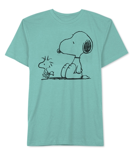 Peanuts Mens Crew Neck Graphic T-Shirt green S