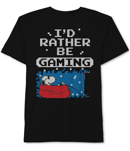 Peanuts Boys I'd Rather be Gaming Graphic T-Shirt black XXS