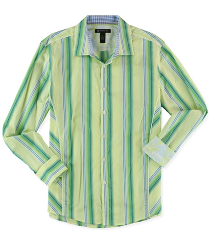 I-N-C Mens Striped Button Up Shirt white S