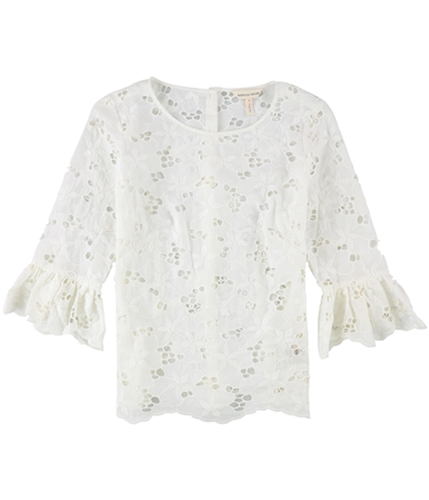 Rebecca Taylor Womens Floral Eyelet Pullover Blouse snow 0