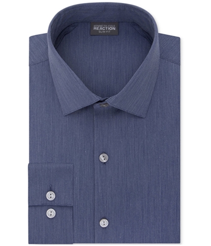 Kenneth Cole Mens Solid Button Up Dress Shirt indigo 17