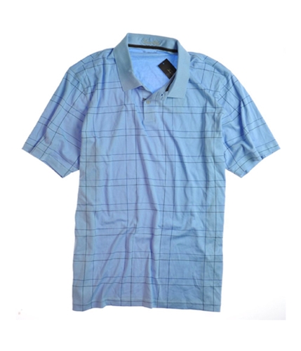 Tasso Elba Mens Ss Printed Grid Rugby Polo Shirt skylightcbo XL