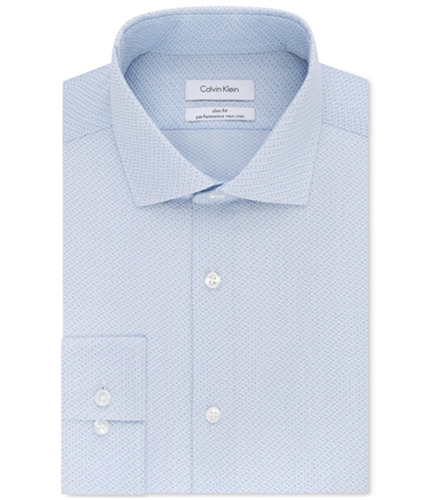 Calvin Klein Mens STEEL Button Up Dress Shirt bluemulti 16.5