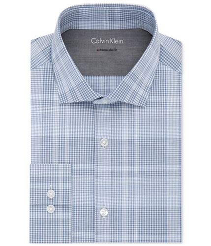 Calvin Klein Mens Thermal Stretch Button Up Dress Shirt nightblue 17-17.5