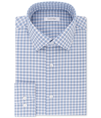 Calvin Klein Mens No-Iron Stretch Button Up Dress Shirt bluemulti 16.5