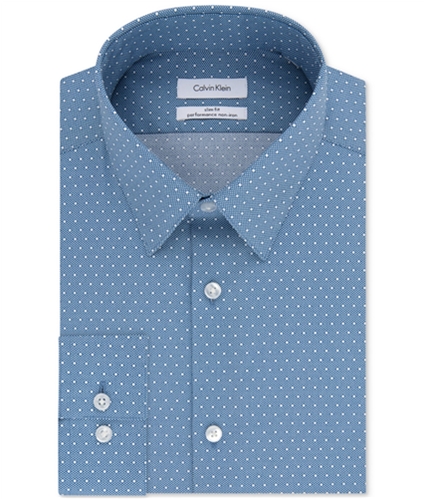 Calvin Klein Mens Non-Iron Button Up Dress Shirt empireblue 16.5