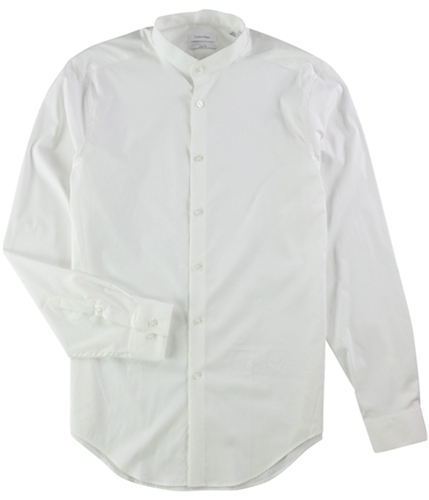 Calvin Klein Mens Solid Slim Fit Button Up Dress Shirt white 15.5
