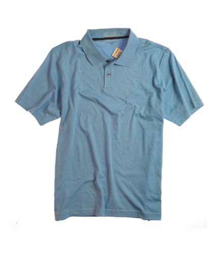 Tasso Elba Mens Ss Interlock Solid Rugby Polo Shirt bluebell S