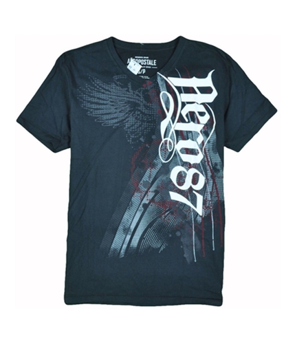 Aeropostale Mens Aero 87 V-neck Graphic T-Shirt black L