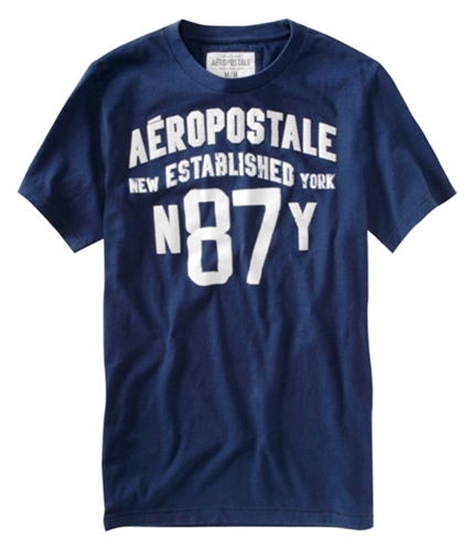Aeropostale Mens N 87 Y Graphic T-Shirt navyblue XS