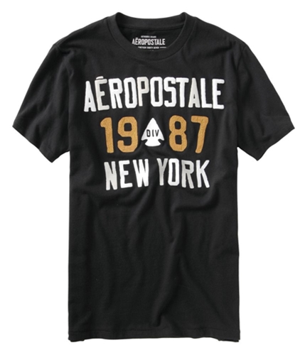Aeropostale Mens 1987 Div Graphic T-Shirt black XS