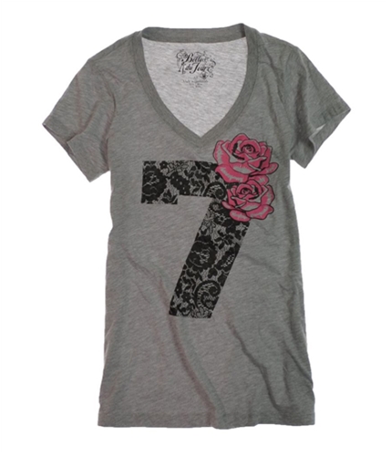 Belle Du Jour Womens V-neckl Graphic T-Shirt hgrheathergry M