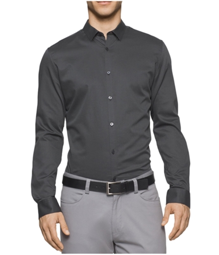Calvin Klein Mens Crepe Twill Button Up Shirt black S