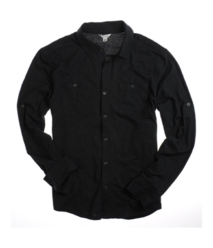 Calvin Klein Mens L/s Collar Button Up Dress Shirt black M