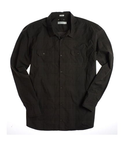 Calvin Klein Mens Carryover L/s Plaid Button Up Shirt darkgreen 2XL