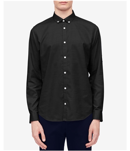 Calvin Klein Mens Herringbone Texture Button Up Shirt atlantis M