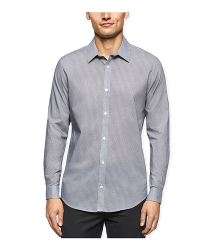 Calvin Klein Mens Slim Fit Geo Print Button Up Shirt black L