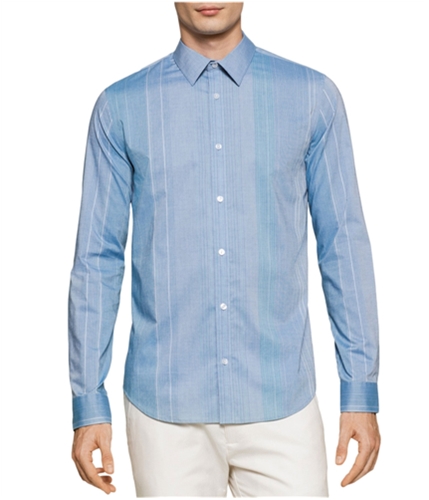 Calvin Klein Mens Uneven Stripes Button Up Shirt waterlife XL