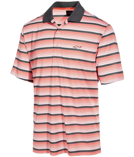 Greg Norman Mens Multi Striped Performance Rugby Polo Shirt silver M