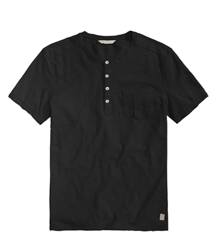 Calvin Klein Mens Textured Pocket Henley Shirt black M