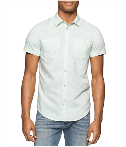 Calvin Klein Mens Skip Striped Button Up Shirt opalblue XL