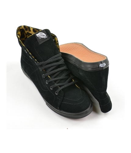 Vans Womens Leopard Lining Sk8-hi D-lo Skateboard Sneakers black 11