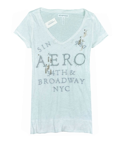 Aeropostale Womens Slim Embroidered Graphic T-Shirt vanillaoffwhite M