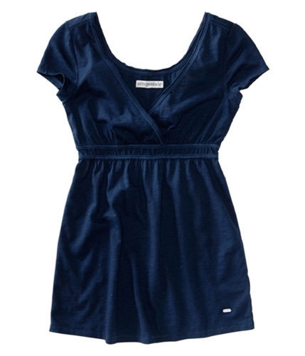 Aeropostale Womens Solid Baby Doll Blouse navyblue XS